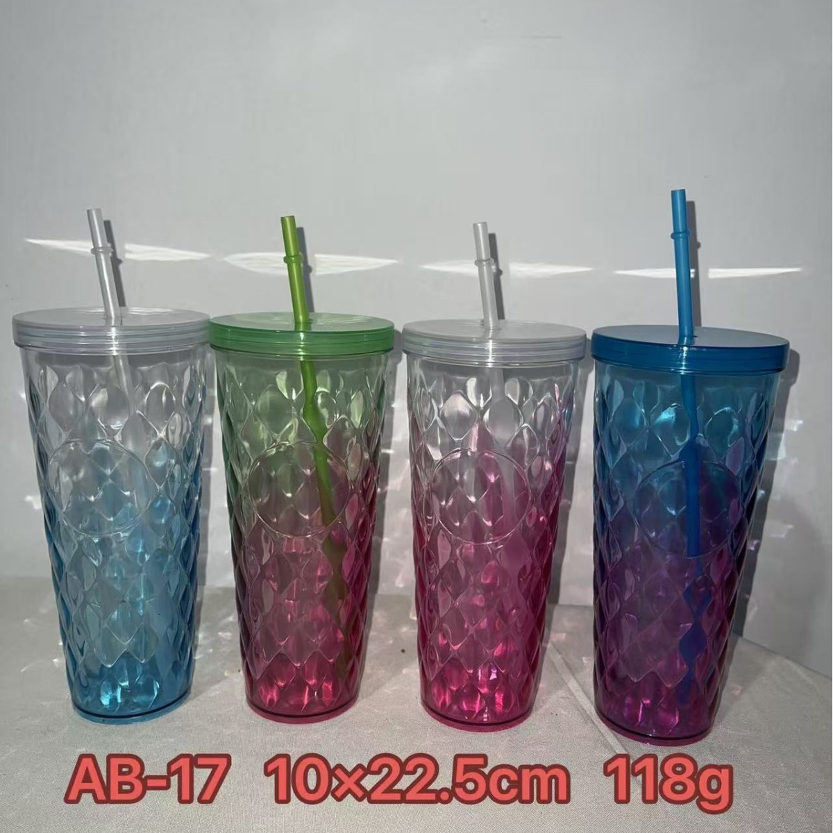 24OZ double-layer high appearance level pineapple-shaped straw cup Specification image