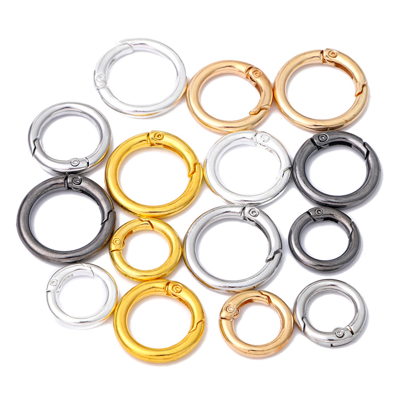 5 piezas de carga alloy aperturas spring loop hebillas redondas diy casero cadena de teléfono accesorios juntas hebillas de conexión llavero material details Picture