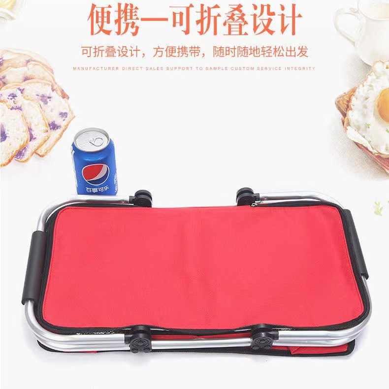 Cross-border portable insulated shopping basket, large foldable aluminum film ice pack, outdoor picnic basket, fresh-keeping lunch pack, Oxford Application Scenario