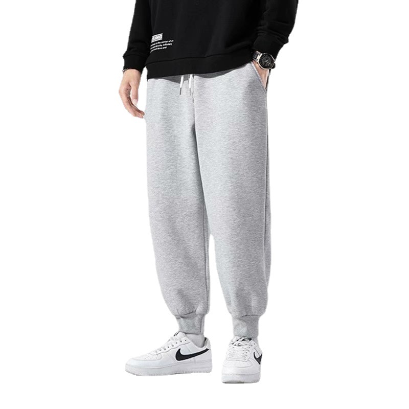 Men's fleece pants for autumn and winter, new Korean-style plus-size one-piece consignment, trendy grey tapered casual sweatpants Item Picture