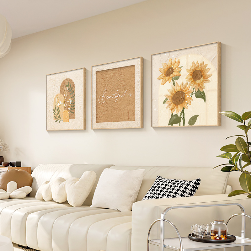 奶油风客厅装饰画高级感抽象餐厅餐桌挂画现代简约沙发背景墙壁画产品图