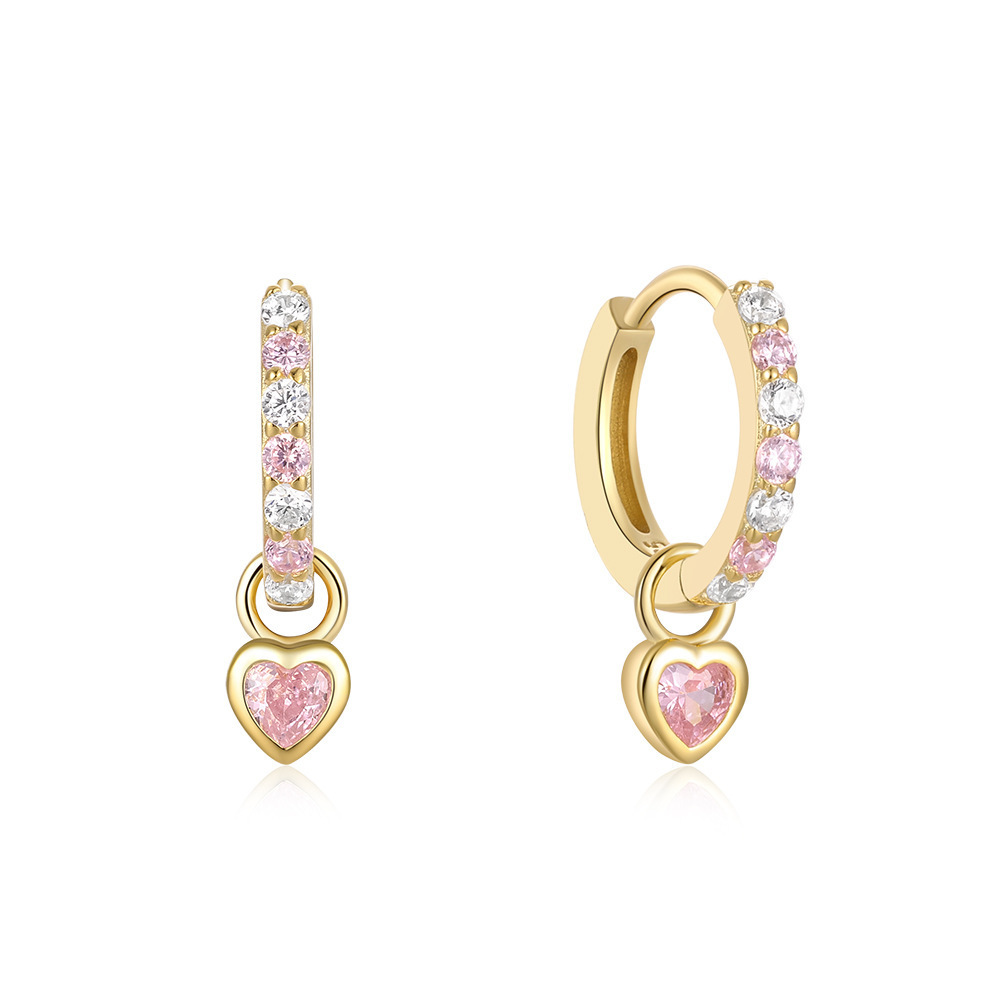 Amazon's best-selling new pink heart-shaped earrings, high-end ear rings, cross-border niche design, cute earrings for women Item Picture