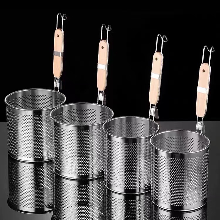 304不锈钢麻辣烫漏勺过滤网捞面大漏勺煮面漏网汤粉捞烫菜篓粉篱