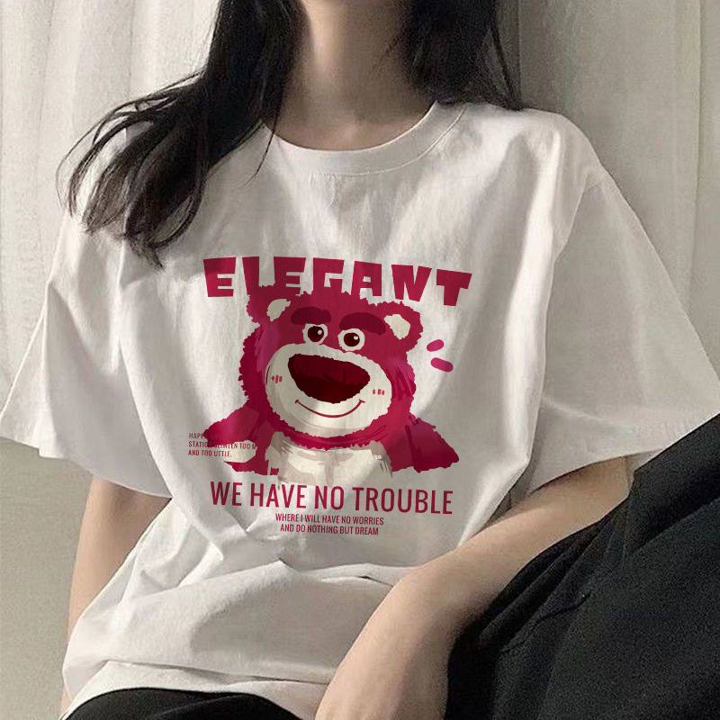 冰凉冰丝t恤港风ins三朵红花圆领短袖T恤男女休闲情侣装宽松型