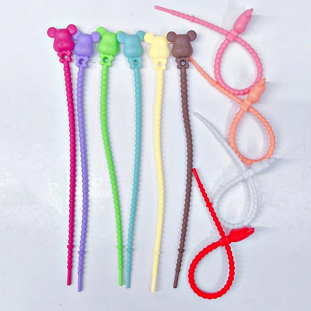 Violent Bear Silicone cable ties, data cables, headphone cables, wire winder, DIY accessories, pendants, Multi-functional retractable lanyard details Picture