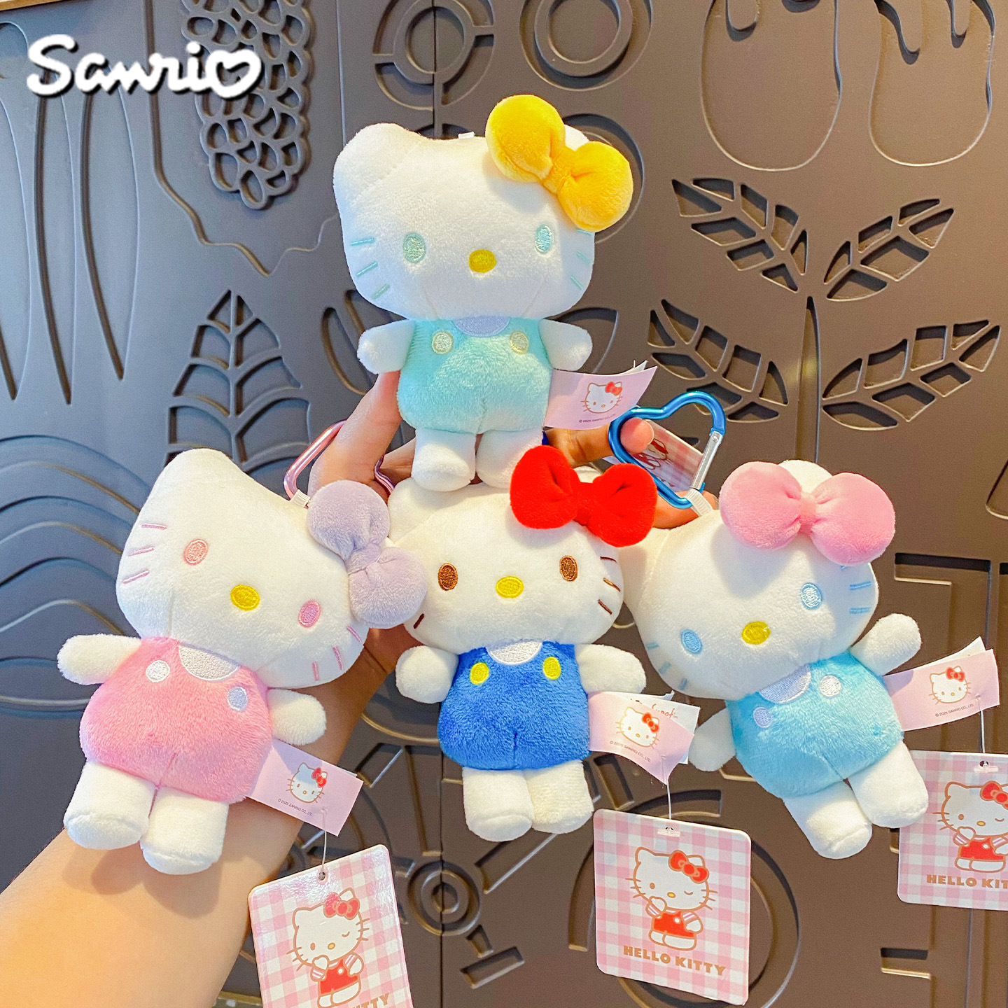 4-inch classic standing Hello Kitty plush toy keychain, cute best friend bag pendant details Picture
