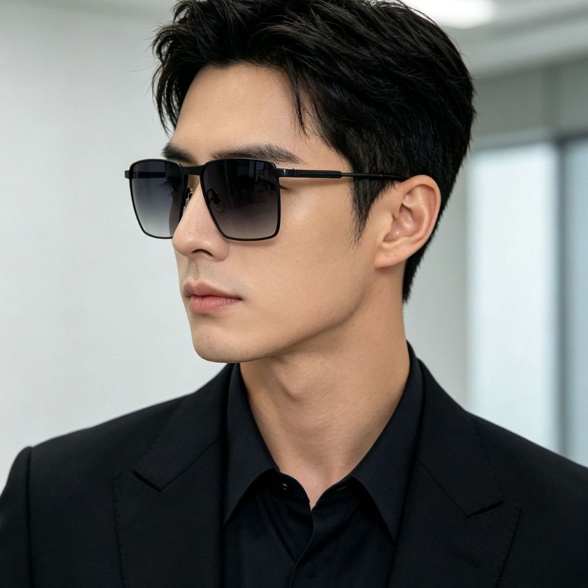 Trendy street style men's metal square frame sunglasses, business driving outdoor sunglasses, outdoor fishing sunshade glasses in stock