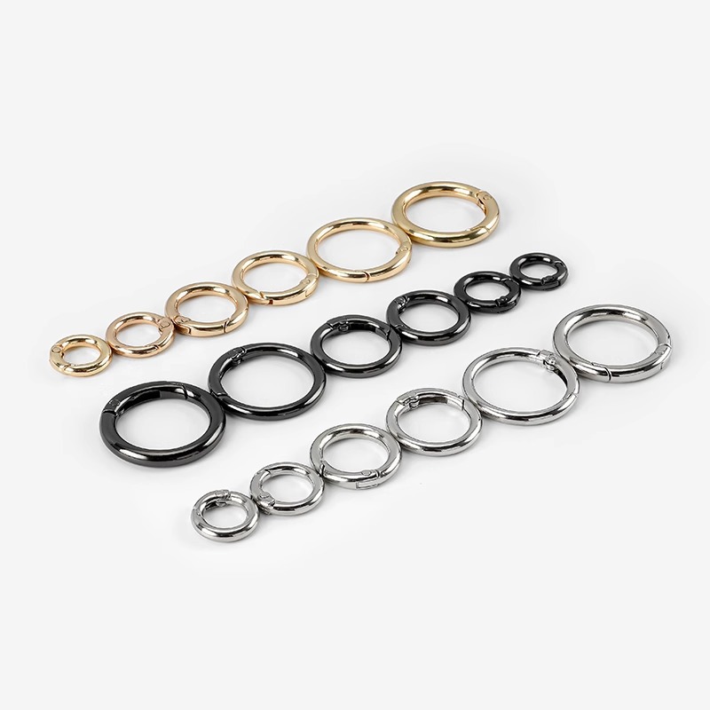 diy zinc alloy spring buckle, metal open ring, circular ring, activity key chain, women's bag accessory, hook buckle, connecting ring Specification image