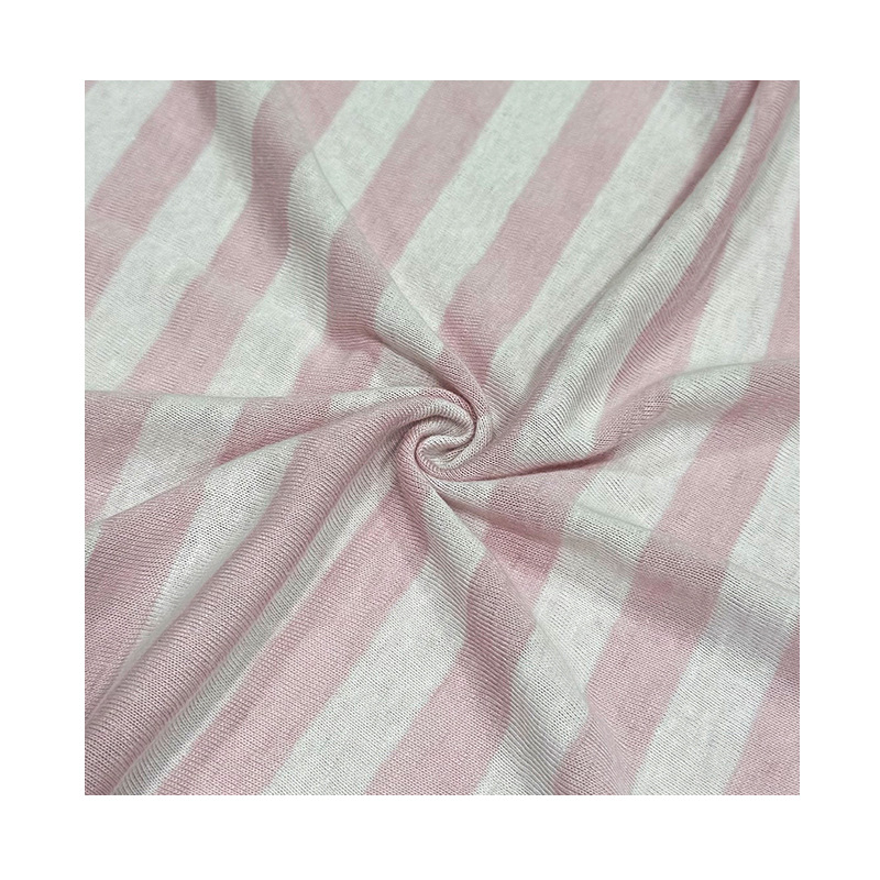 Snowflake bamboo joint cotton plain weave sweatshirt fabric, single-sided knitted coarse striped fabric, combed yarn-dyed base layer T-shirt fabric Application Scenario