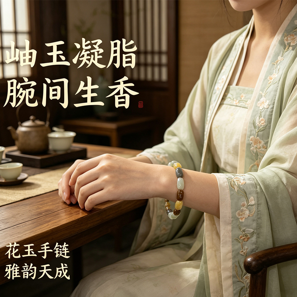 الطبيعي XiuYu إمضاء ملون اليشم السوار -أجل -من الرجال والنساء الدالة اليد عنقود QiXi عيد الحب هدية صديقة 11 * 7mm details Picture