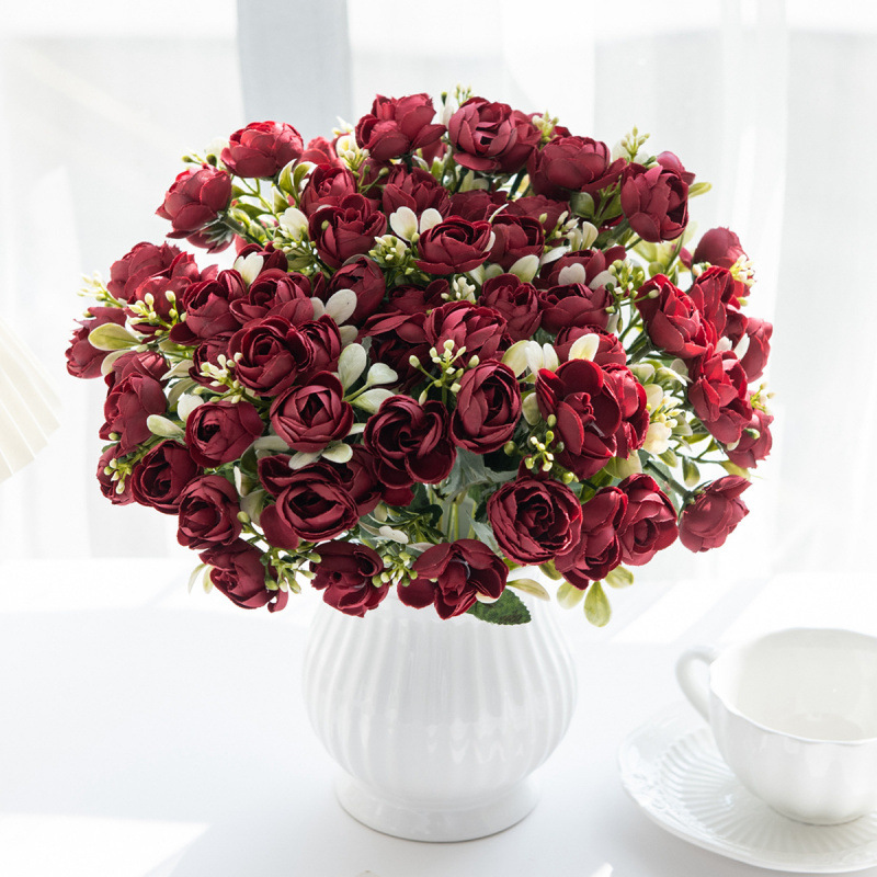 仿真花DIY发饰配件/假花/5朵塑膠花/仿真花/假花批发细节图