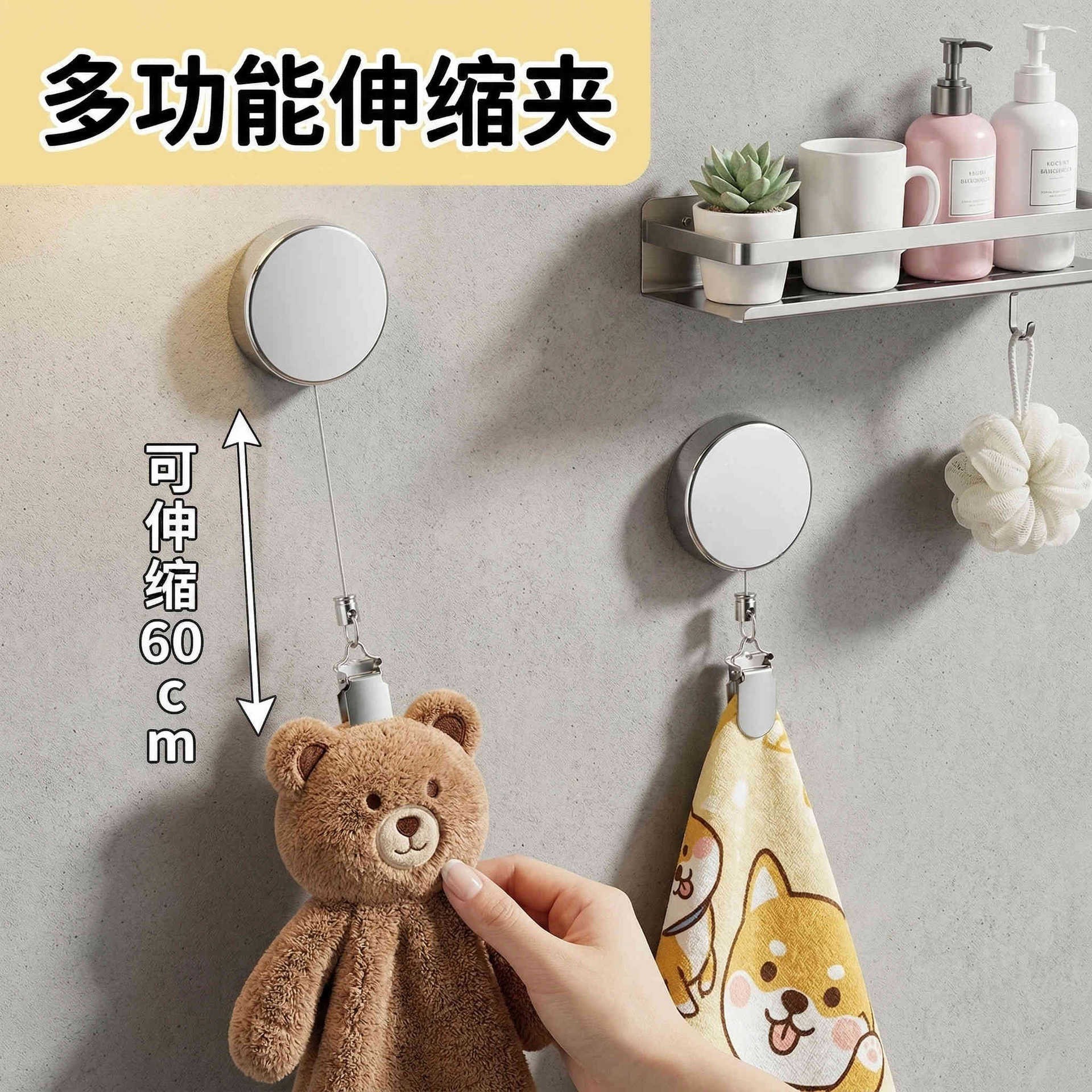 Pure titanium semi-frame old-fashioned round mirror glass base, acrylic mirror surface, silver metal telescopic buckle, round mirror decoration Specification image