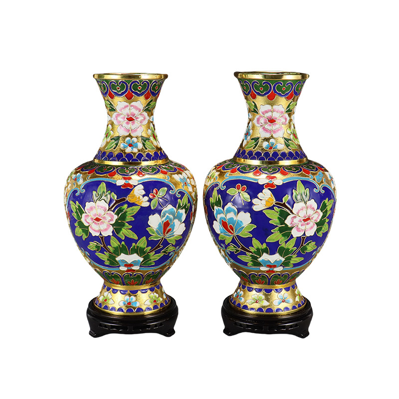 Beijing Jingtai Blue Vase Ornament, craft gift, cloisonne enamel filigree silver blue Flower blooming, auspicious Zhou Ware Lei Vase Application Scenario