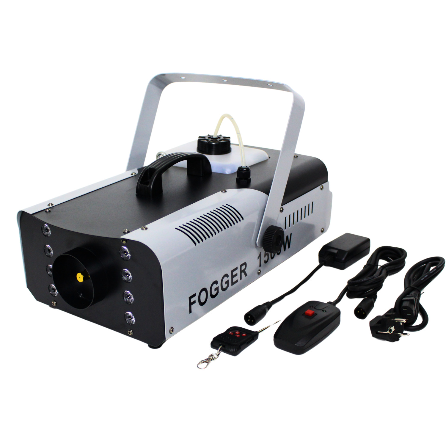 Our factory produces 1500W smoke machines with 8 lights, full-color lighting smoke machines, smoke sprayers, small remote-controlled wedding performance atmosphere smoke sprayers, smoke sprayers, and private mold equipment and materials Item Picture