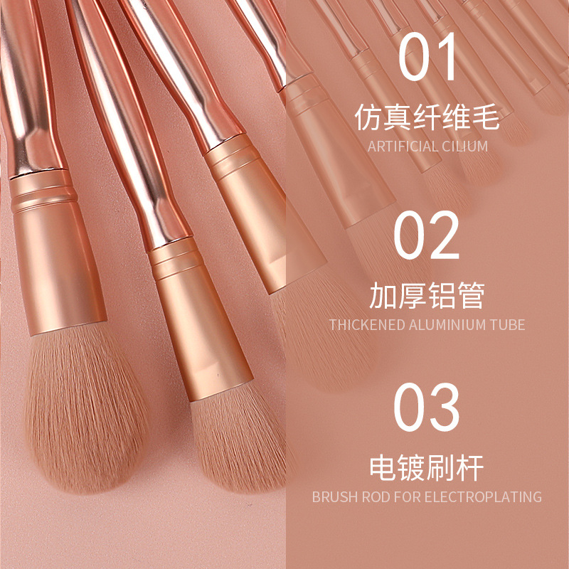 12 sets of cherry blossom pink soft-bristled, cute makeup brush sets, eyeshadow brushes, loose powder brushes, highlighter brushes, and blush brushes details Picture
