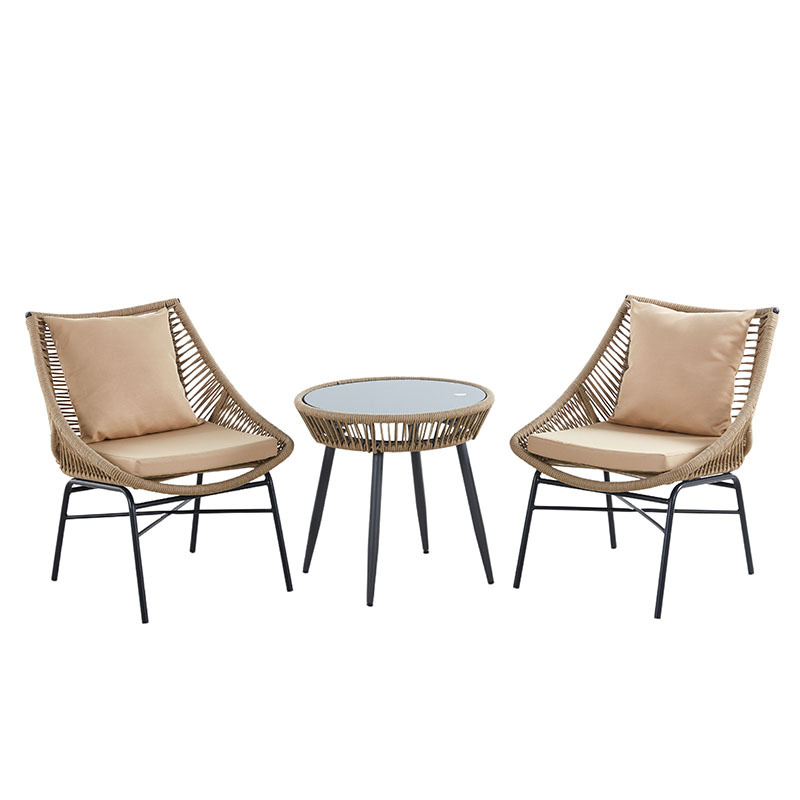 Waterproof outdoor table and chair, popular balcony rattan chair coffee table three-piece set, courtyard garden leisure rattan chair three-piece set Application Scenario