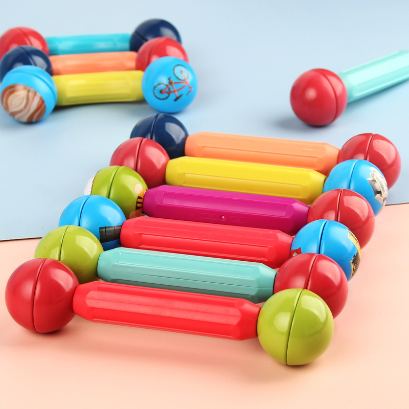 Cross-border exclusive magnetic rod custom processing, short magnetic rods, versatile building blocks, jigsaw puzzles, toys, building blocks, Qianman plastic details Picture
