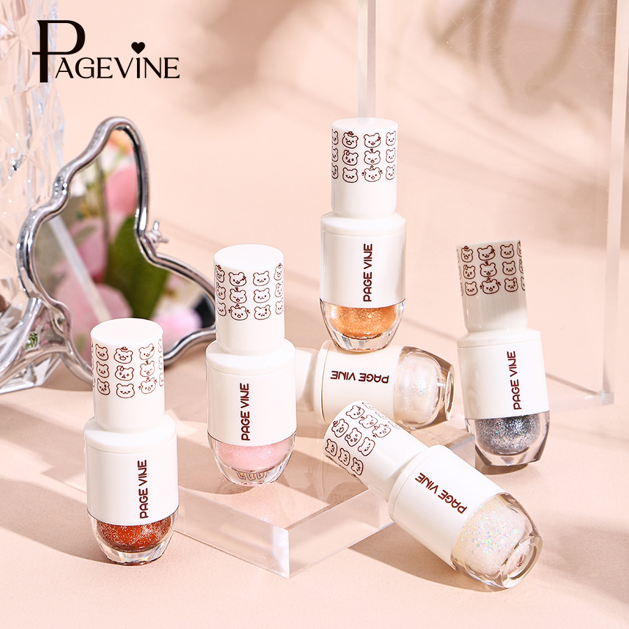Cross-border PAGE VINE Starry Liquid Eyeshadow Cute Bear Sleeping Silkworm Brightening Pearlescent Super Sparkling Eyeshadow Liquid