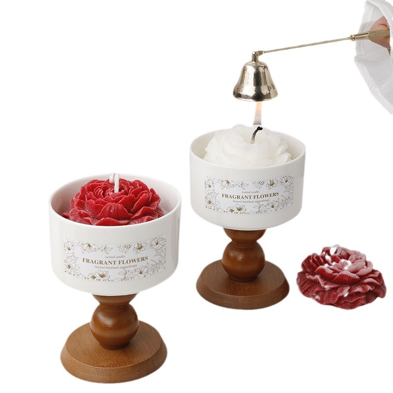 Camellia high-end scented candle gift box, retro ceramic cup wax, niche atmosphere, wedding and birthday gift Item Picture