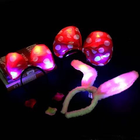 Luminous Korean version bow headband, glittering Minnie hair band, hair clip, concert props, children's street stall wholesale supply Specification image