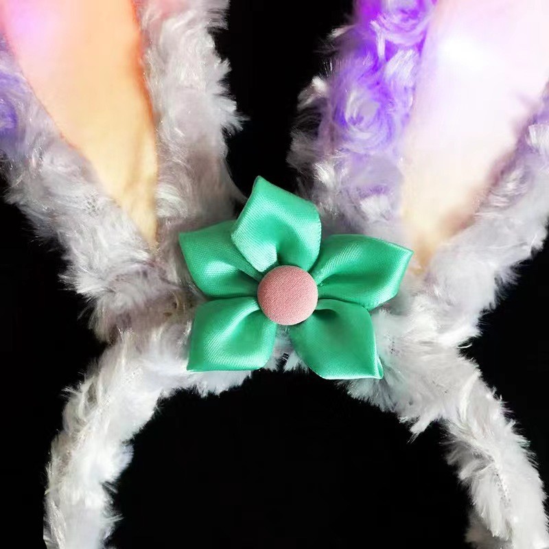 Headwear with lights, glowing stars, Delu rabbit ears, hairbands, cute girls, plush headbands for washing faces, children's glittering toys Specification image
