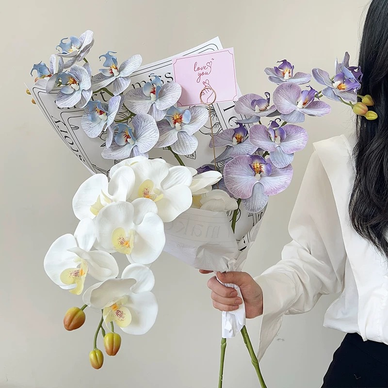 厂家批发高端仿真蝴蝶兰花花束礼物 简约ins兰花假花仿真花摆设