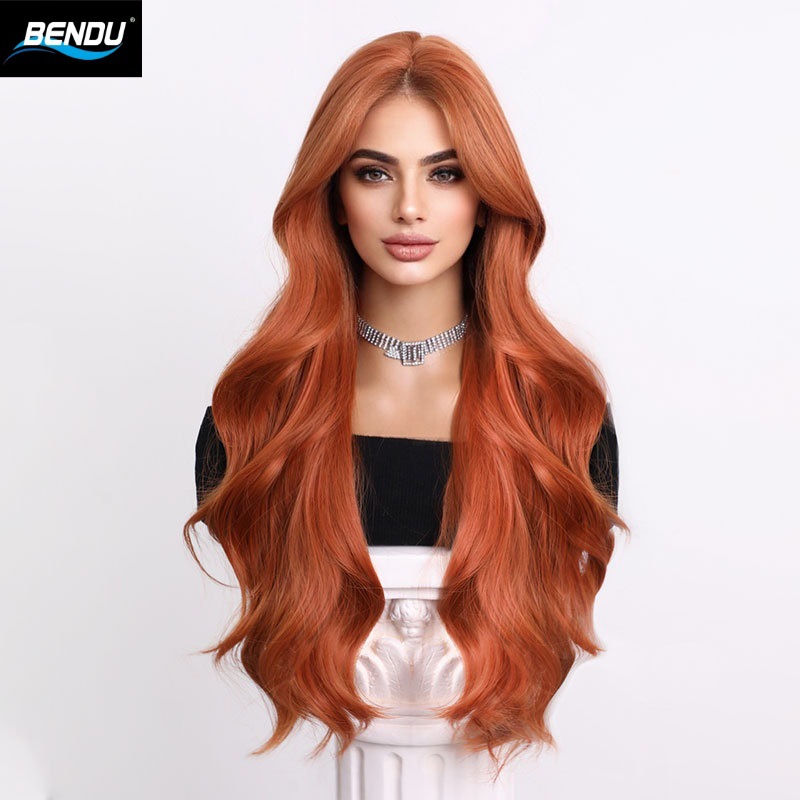 New wig for women, bright orange large wavy long hair, mid-parted chemical fiber wig, wholesale in Yiwu, long curly hair Application Scenario