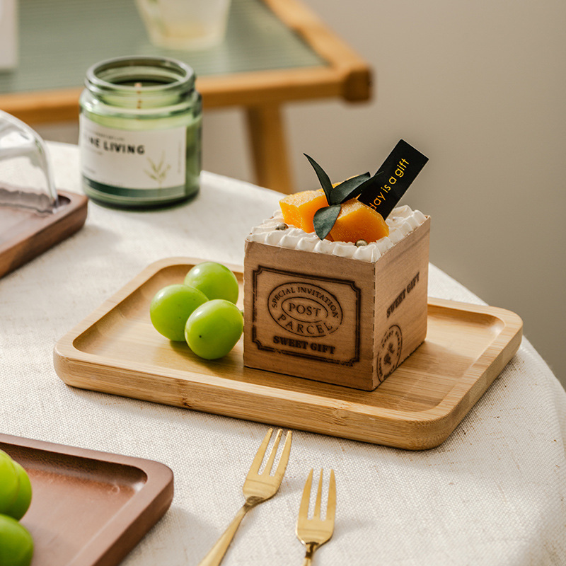 Light luxury wooden butter dish, glass-covered cheese box, butter and cheese pastry plate, cake and dessert display stand details Picture