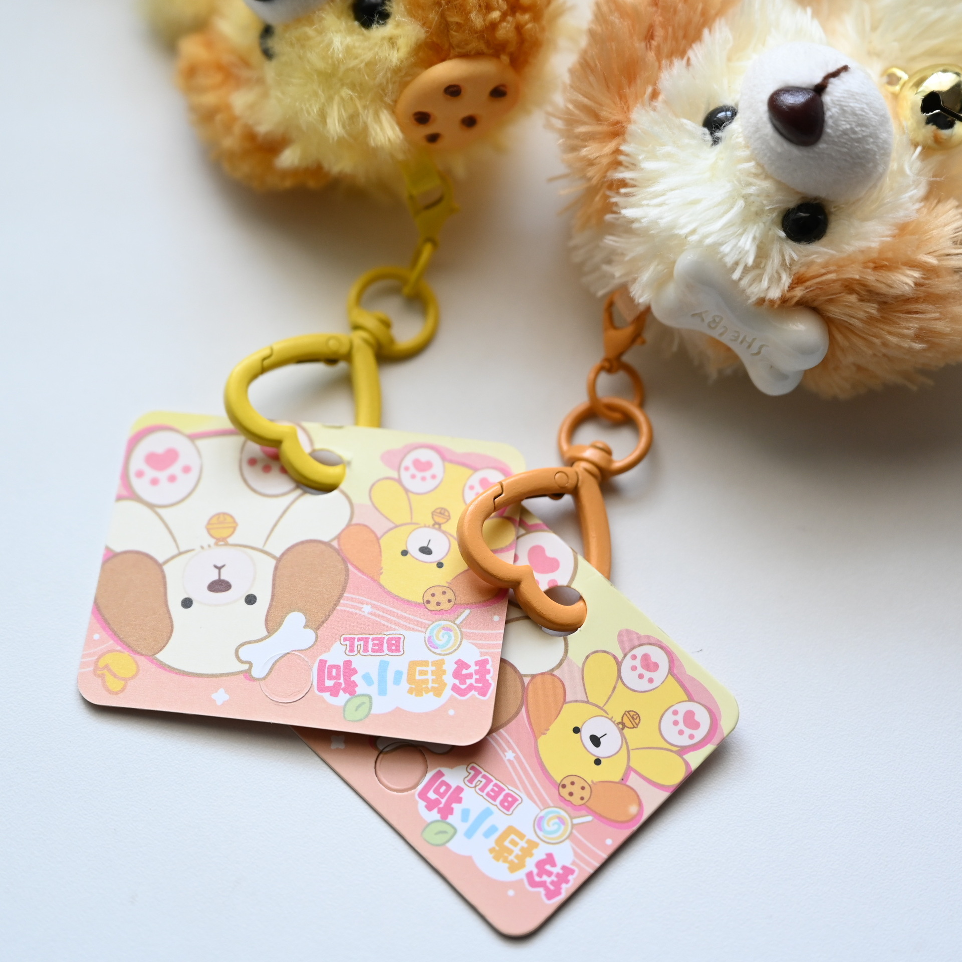 Cute bell puppy plush pendant bag decoration, cute doll in stock, keychain, cute puppy soft fur Application Scenario