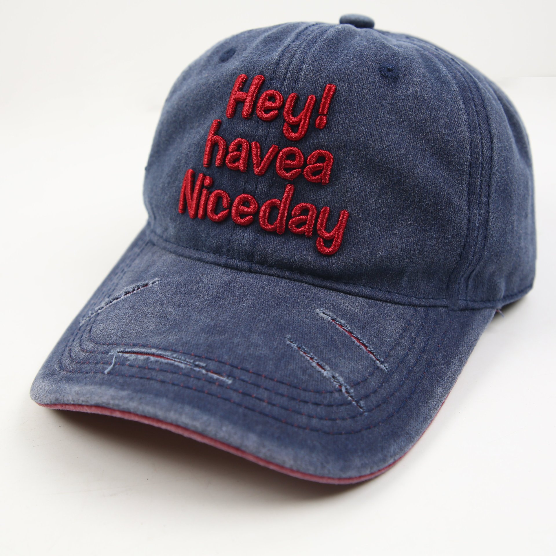 复古水洗牛仔帽文艺做旧款立体刺绣字母男女鸭舌帽学院风棒球帽