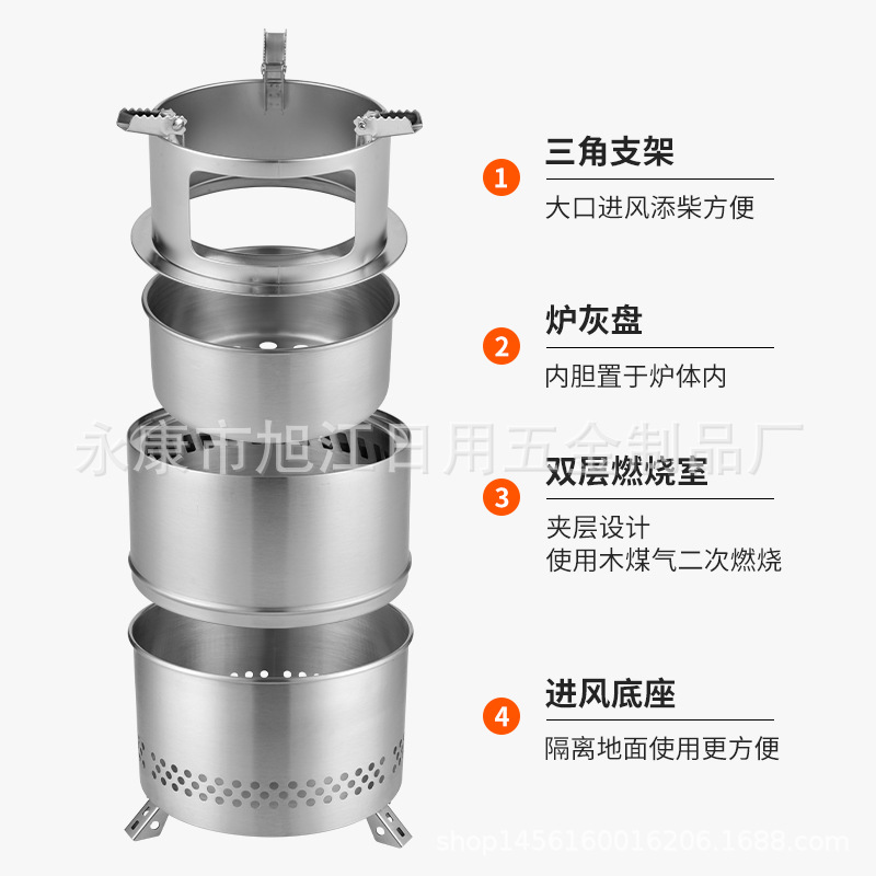 Portable outdoor wood-burning stoves, wild bonfire stoves, gasifiers, picnic stoves, folding stoves for camping, smokeless stoves Application Scenario