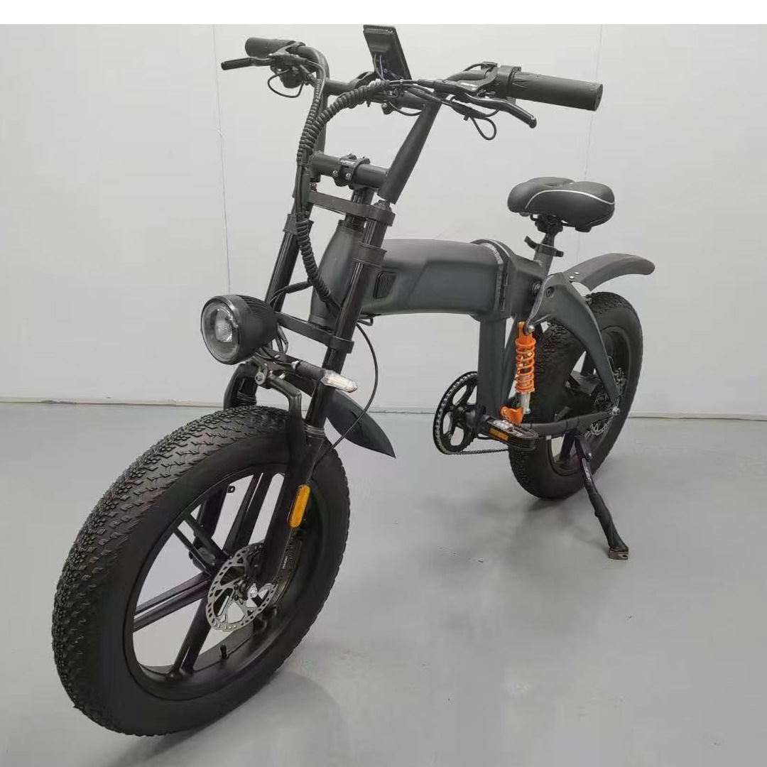 A 20-inch fat tire off-road electric folding mountain bike is suitable for off-road riding and outdoor road cycling