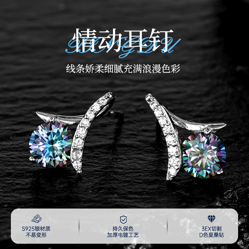 Zhuoheng Select s925 Pure Silver Moissanite Earrings for Women with a high-end feel, new style ear studs, a bestseller in 2026, featuring a light luxury and high-end feel details Picture