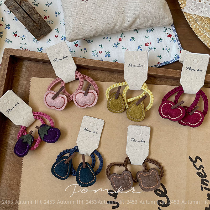 软萌水果造型花边发圈卡通秋冬新款发圈宝宝扎头发皮筋高弹力发圈