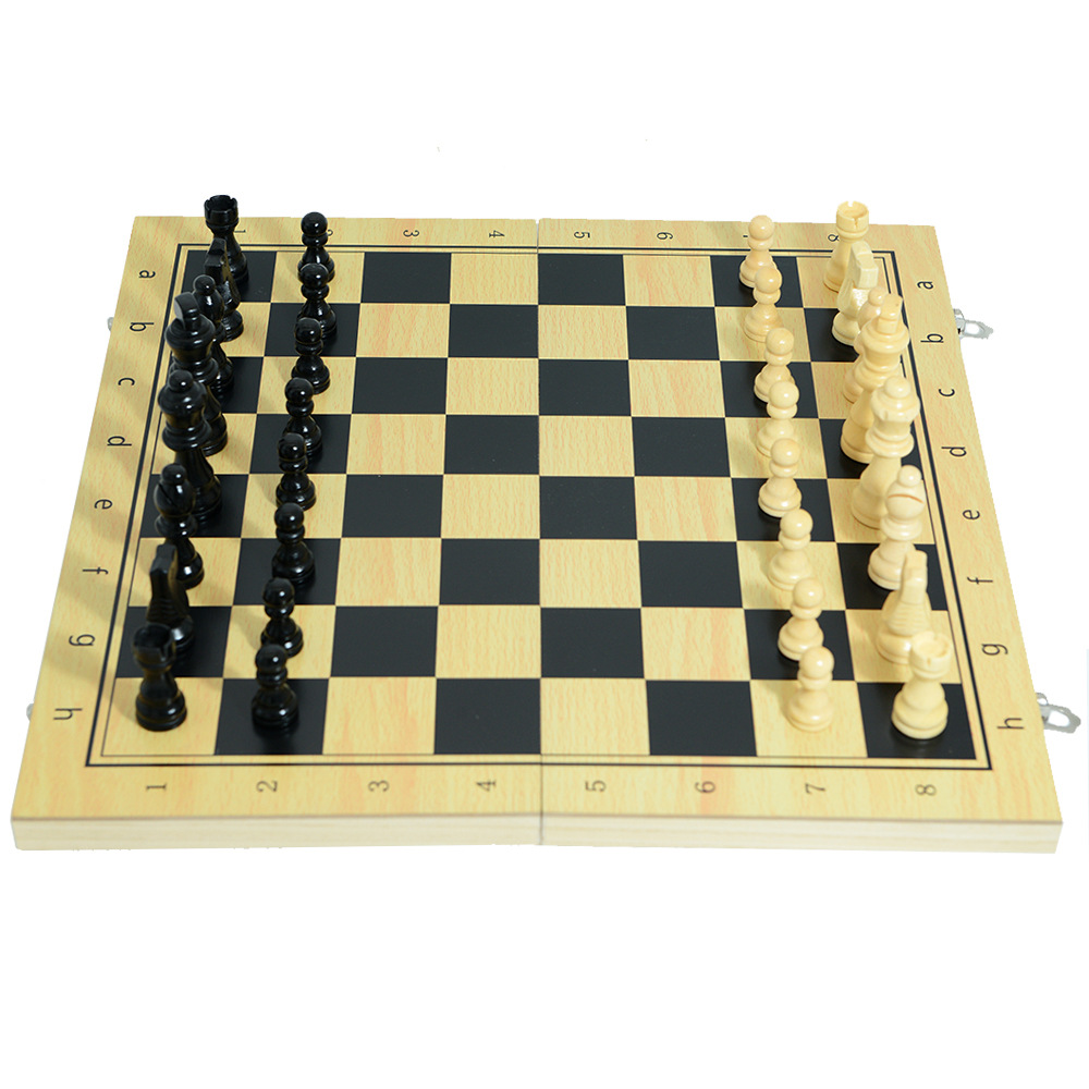 Direct sales from the manufacturer of three-in-one wooden chess solid wood set, foldable portable competitive and educational toys details Picture