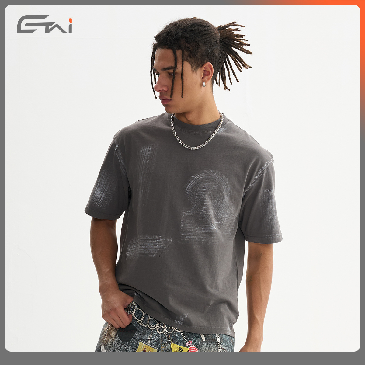 ETAI men's Wear: American retro loose, painted short-sleeved men's T-shirt, high-quality pure cotton washed trendy brand T-shirt Application Scenario