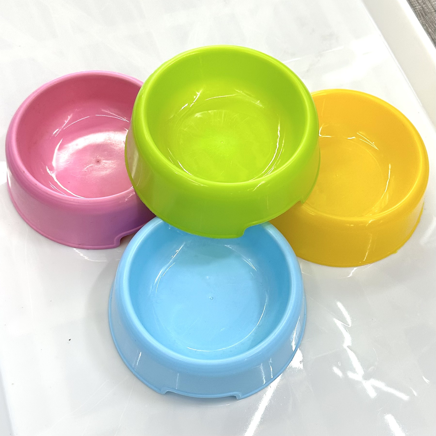 促销糖果色塑料宠物单碗圆形猫碗狗食盆狗碗猫碗宠物用品厂家批发
