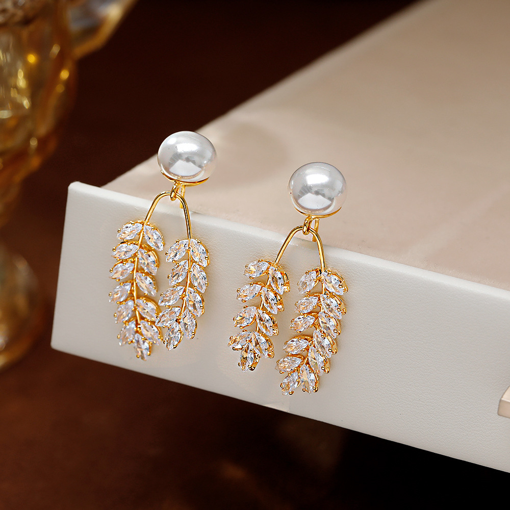 轻奢超闪锆石麦穗耳环时髦气质高级感直播爆款耳饰2026新款潮耳坠