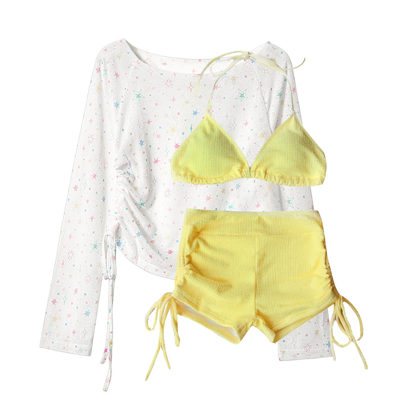 Swimsuit Women 2025 New style Two-piece Bikini Three-piece set with star print long-sleeved Sun protection vacation Bikini -125152 Item Picture