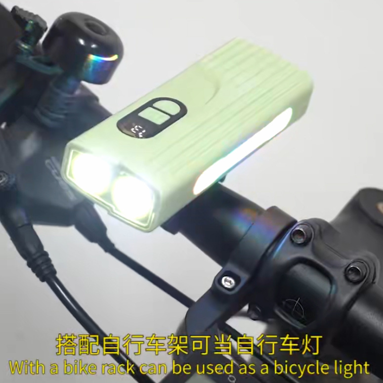 New multi-functional bicycle light, side light, color light, work light, magnetic strip, digital display, power bank, lighting lamp, flashlight Specification image