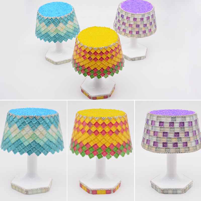 New children's DIY handmade table lamp with Mosaic pattern, bedroom bedside night light, student gift, gift material package details Picture