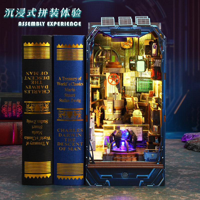 Jiate DIY Bookstand Energy Laboratory diy Bookstand Assembly Bookstand diy House 3D Bookstand Handcrafted model details Picture