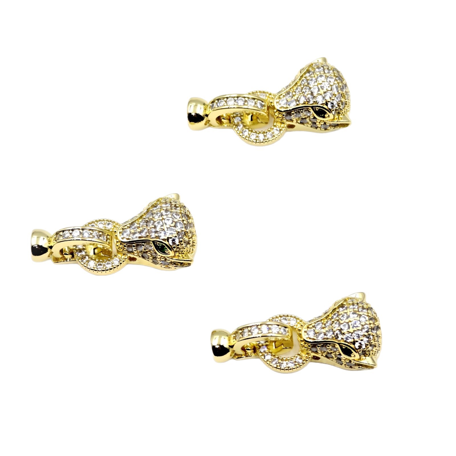 Factory direct sales of 18k micro-inlaid zircon leopard necklace with gold plating and color retention, connecting buckle, bracelet buckle and end buckle DIY accessories Item Picture