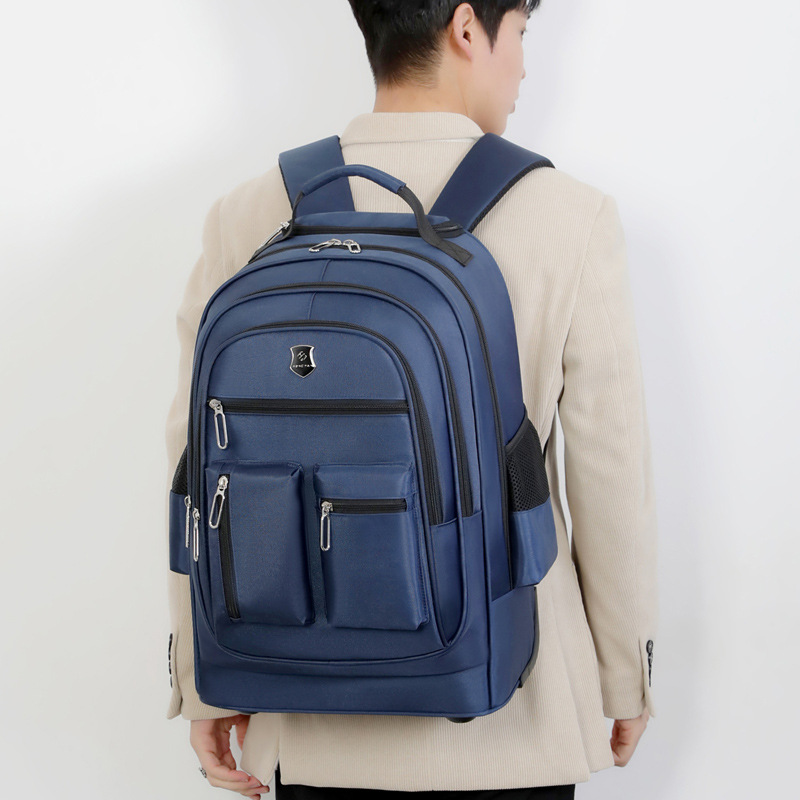 Large-capacity double-back handle bag for men's casual outdoor travel, Oxford fabric lightweight multi-compartment computer backpack Specification image