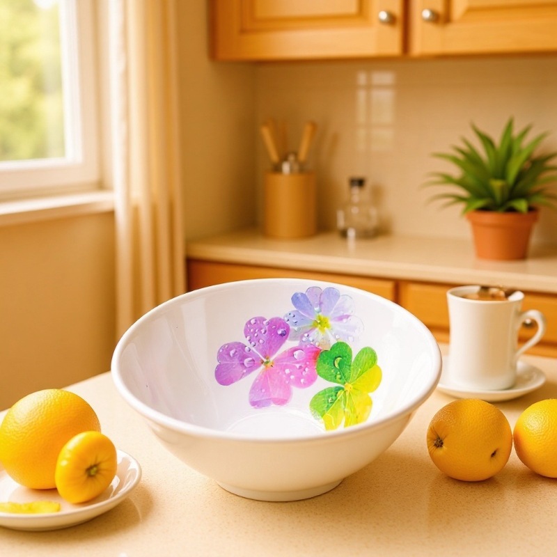 6-inch salad, fruit bowl, dessert bowl, imitation porcelain tableware, decal soup bowl, rice bowl, thickened melamine bowl for foreign trade full figure