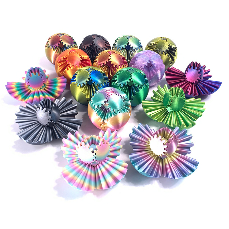创意彩色齿轮旋转球3d打印玩具Gear Ball Spin Ball益智模型玩具