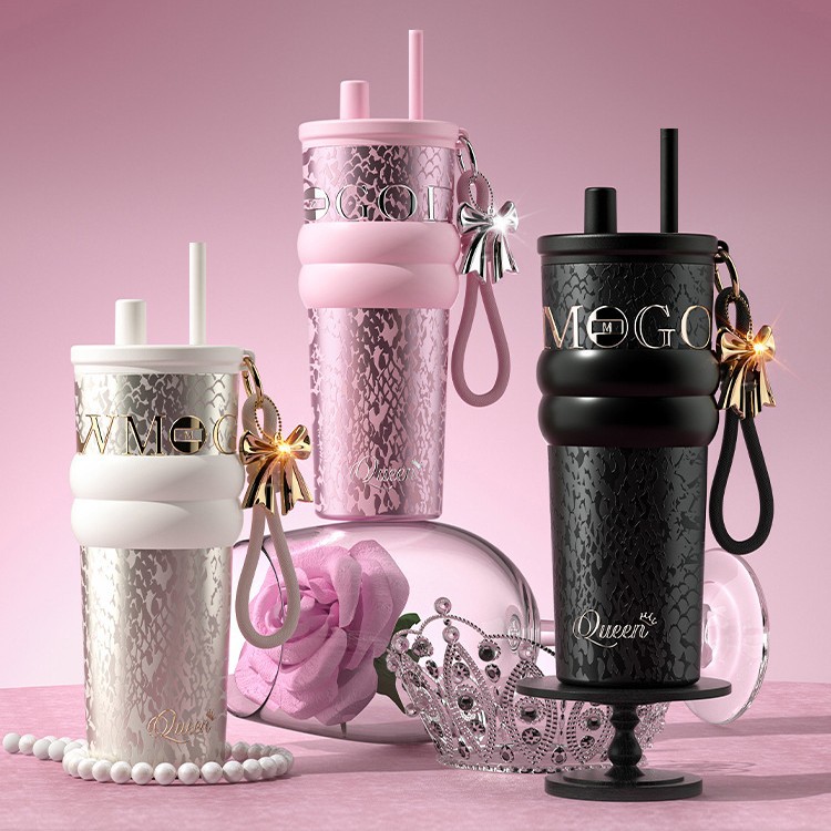 跨境大容量不锈钢保温杯手提绳便携汽车杯高颜值女吸管冰霸杯子