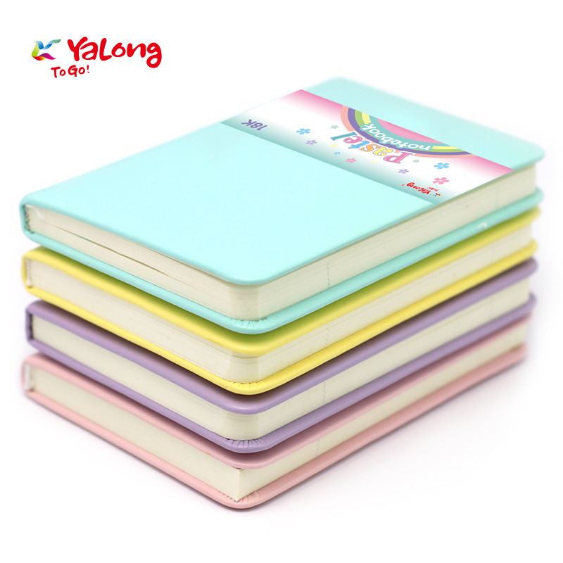 Yalong Factory direct sales of leather case notebook macaron style 4-color mixed color line/square notebook Item Picture
