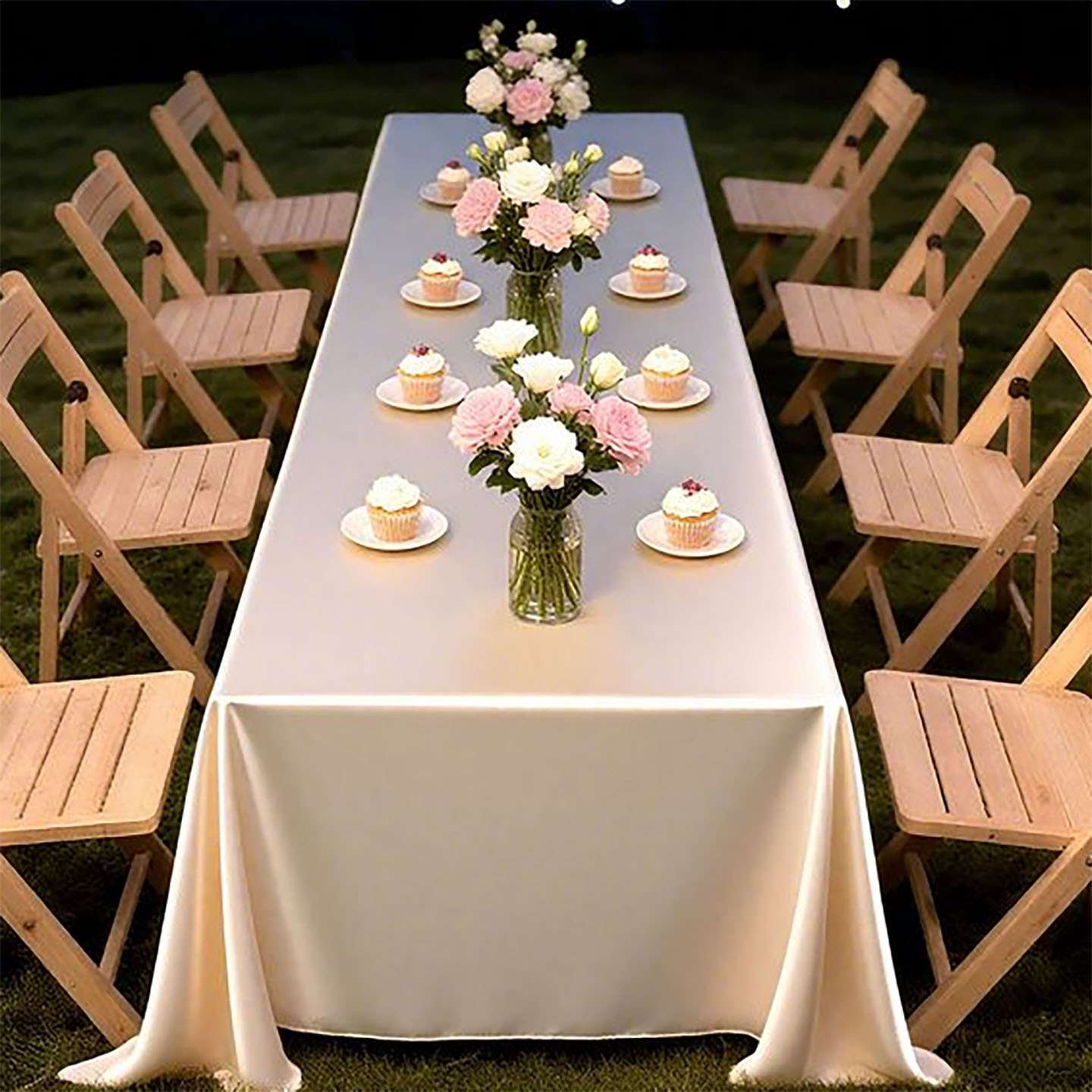 桌布2025新款轻奢高级感长方形缎面金色甜品台布艺订婚户外台布