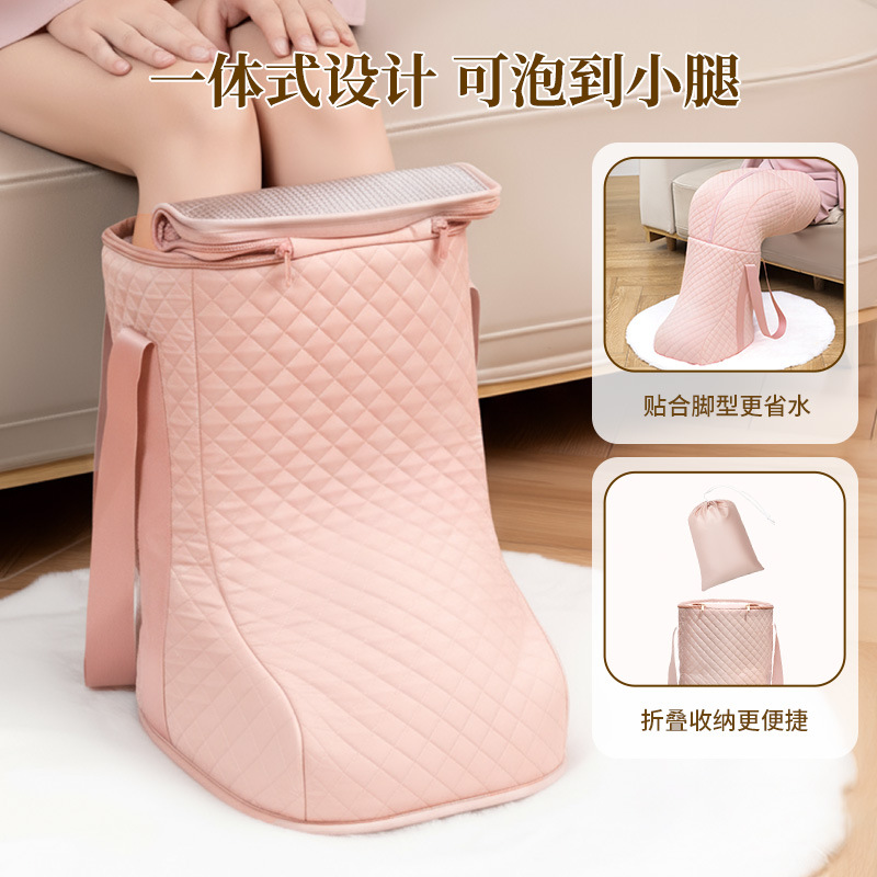 粉色折叠式足浴桶泡脚桶资料泡脚桶塑料盆折腾浴桶足疗桶套一次性